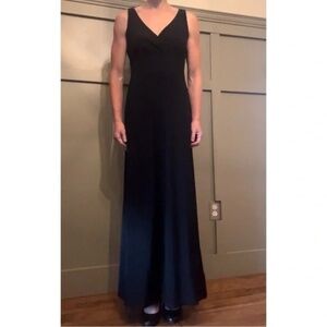 Lauren Ralph Lauren Stretch Jersey Maxi Dress Surplice V-Neck Black Sleeveless 6
